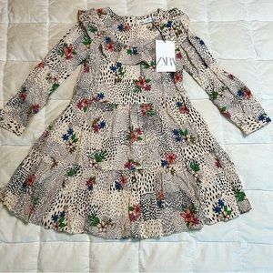 Zara Kids Girls Floral Peasant Dress, NEW